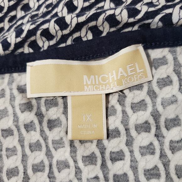 MK MICHAEL Michael Kors Chain Rope Bell Sleeve Top Womens Plus Size 1X Nautical - Picture 7 of 11